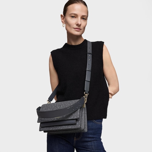 Bandolera mediana Audree gris oscuro Kaos Mini Lines