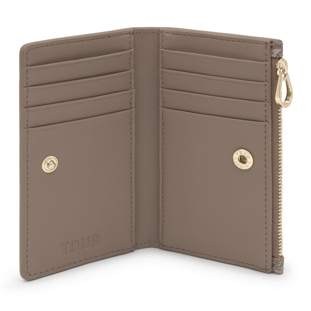 Portefeuille taupe Kaos Mini Lines
