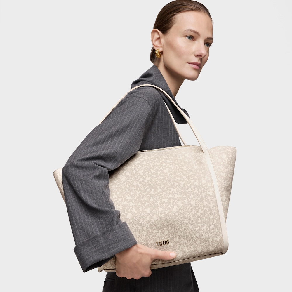 Large beige Tote bag Kaos Mini Lines