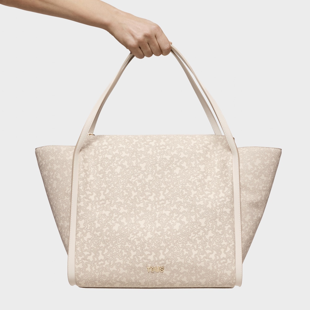Large beige Tote bag Kaos Mini Lines