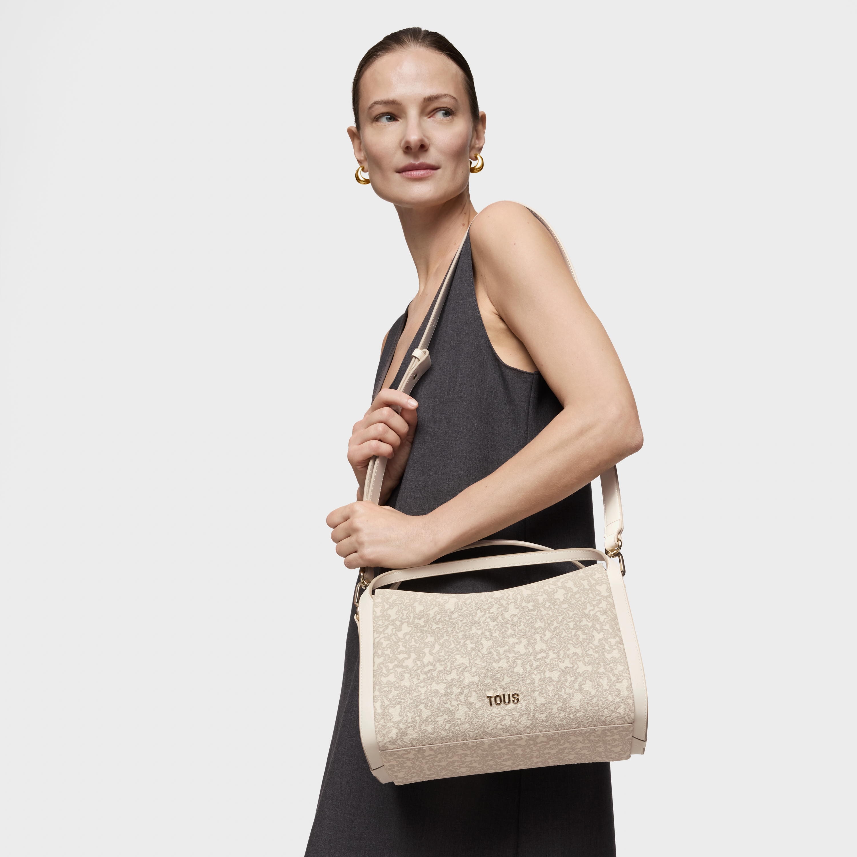 Medium beige City bag Kaos Mini Lines