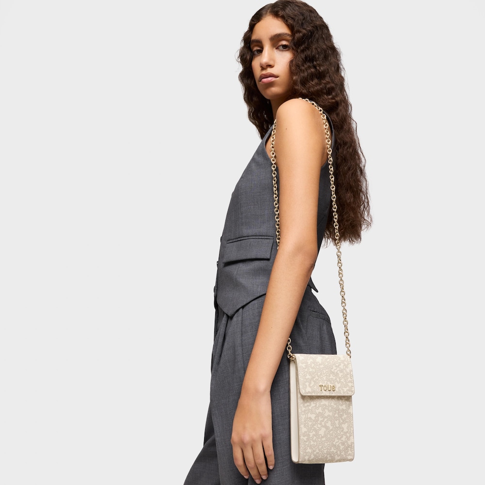 Custodia per cellulare a tracolla beige Kaos Mini Lines