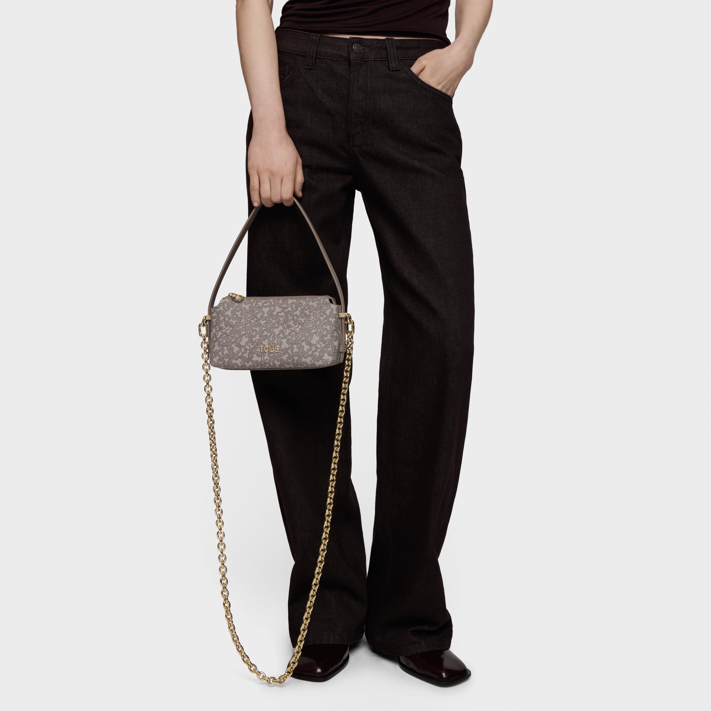 Taupe-colored Minibag Kaos Mini Lines | TOUS