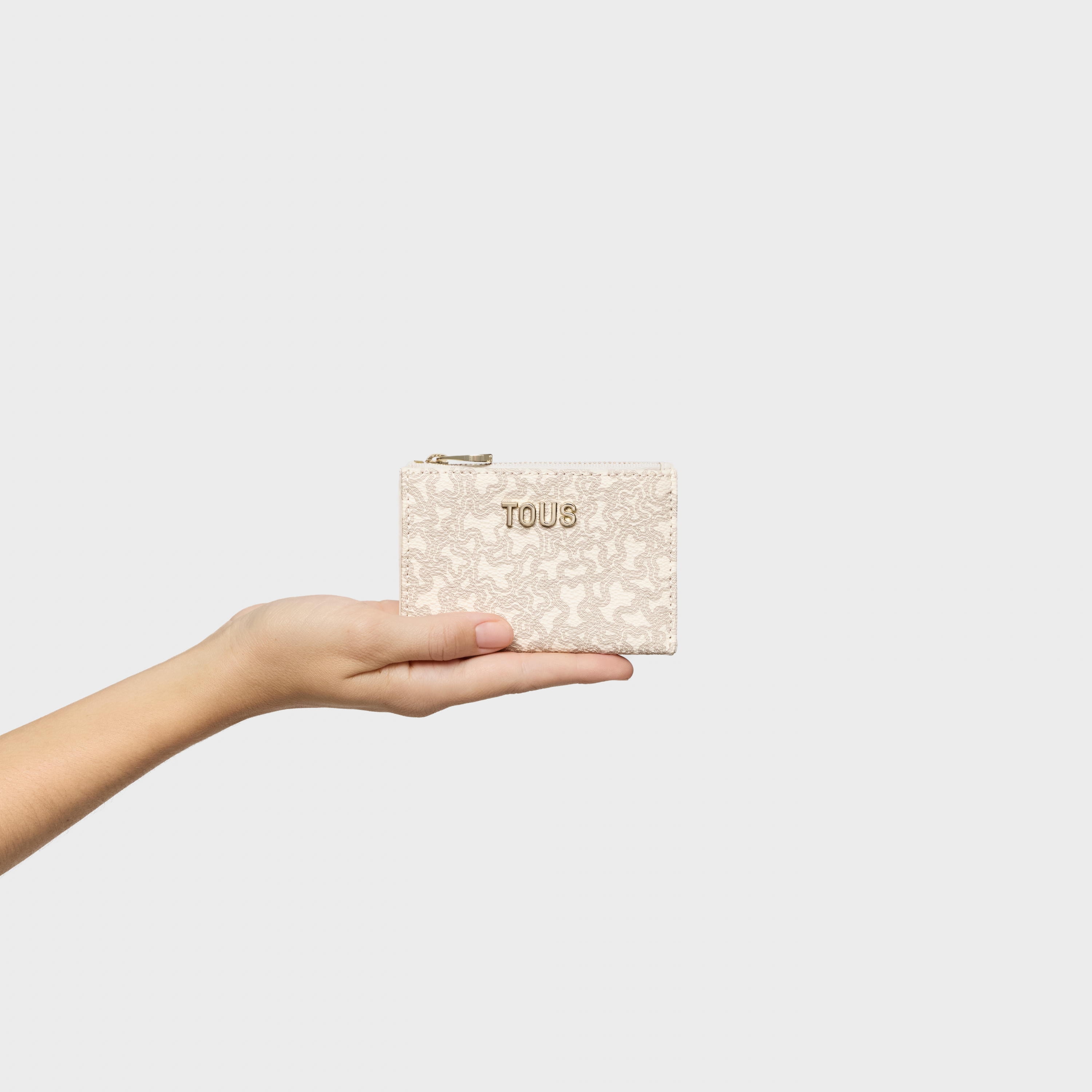 Beige Change purse-cardholder Kaos Mini Lines