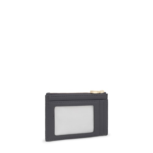 Monedero tarjetero gris oscuro Kaos Mini Lines