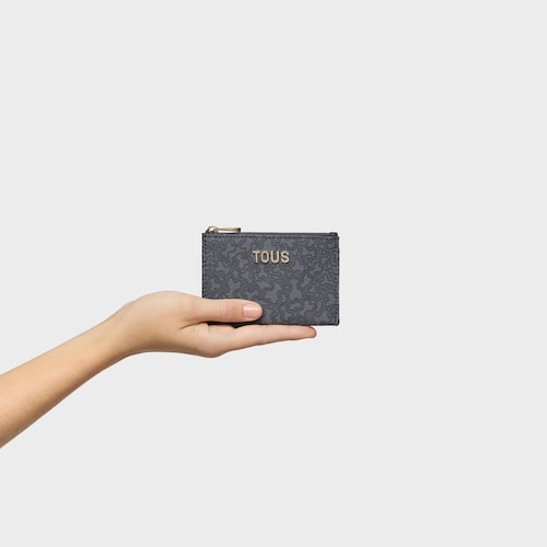 Monedero tarjetero gris oscuro Kaos Mini Lines