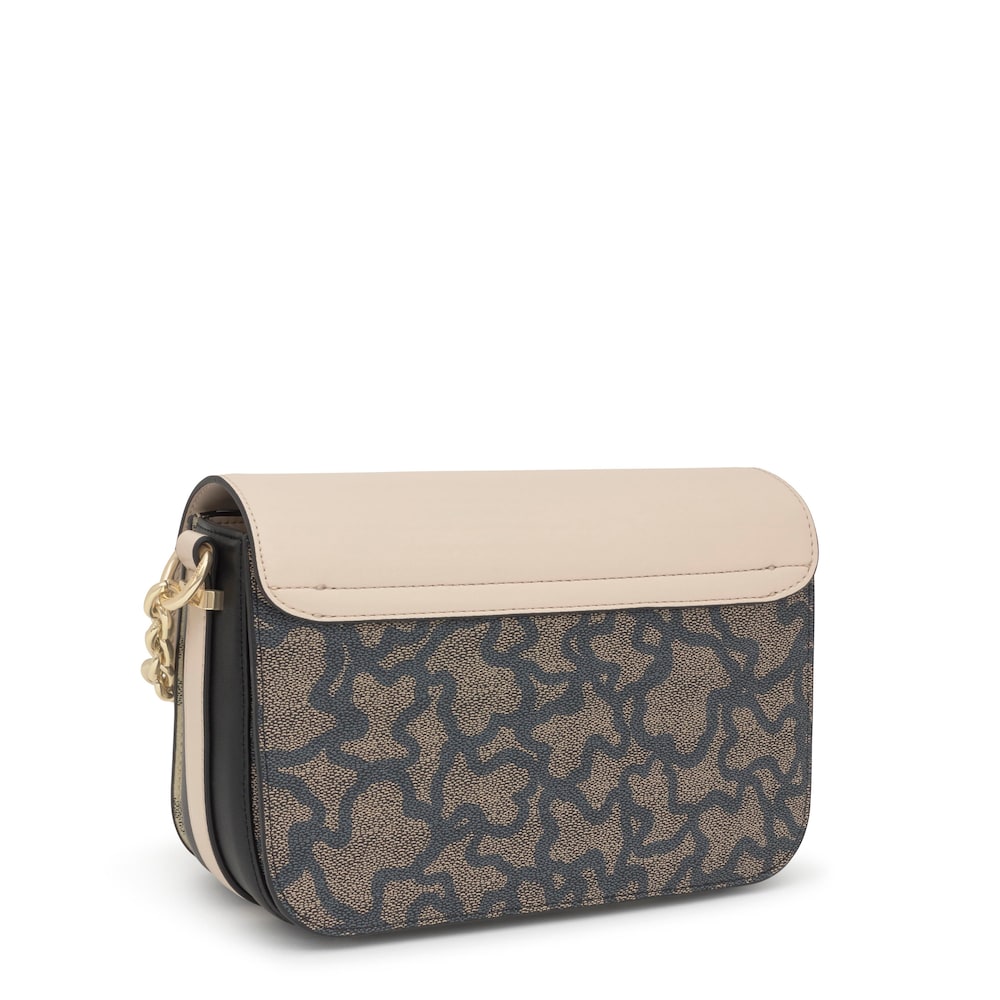 Středně velk&aacute; Crossbody kabelka Chain Kaos Icon v&nbsp;čern&eacute; a b&eacute;žov&eacute; barvě