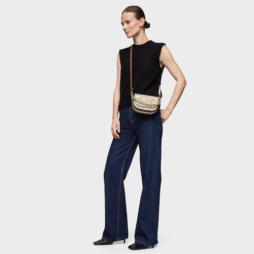 Beige mini half-moon Crossbody bag Kaos Icon
