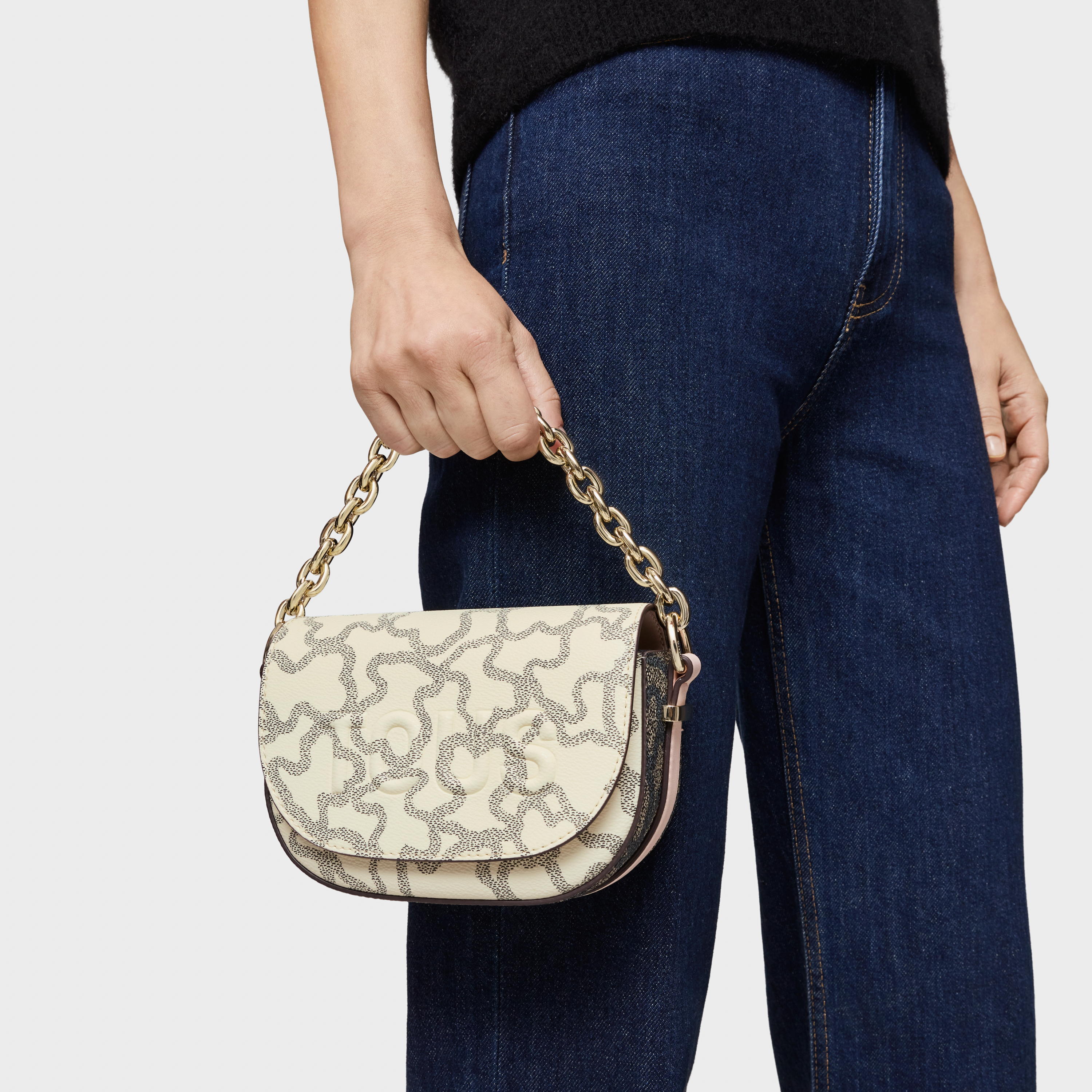 Beige mini half-moon Crossbody bag Kaos Icon