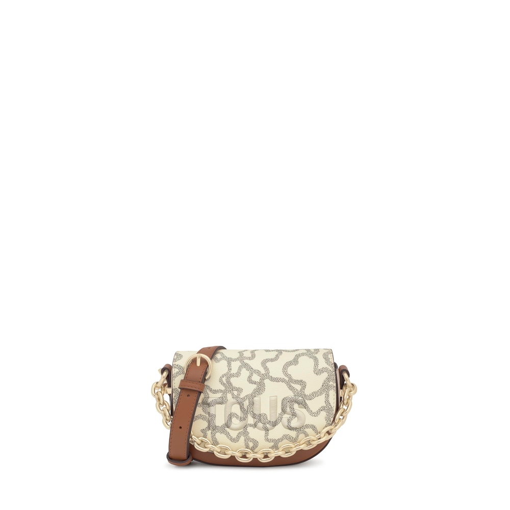 Camel and beige mini half-moon Crossbody bag Kaos Icon