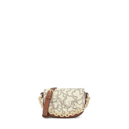 Camel and beige mini half-moon Crossbody bag Kaos Icon