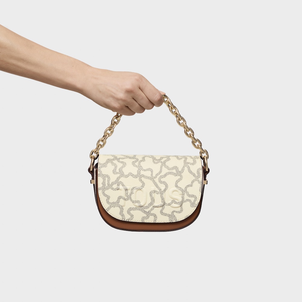 Camel and beige mini half-moon Crossbody bag Kaos Icon