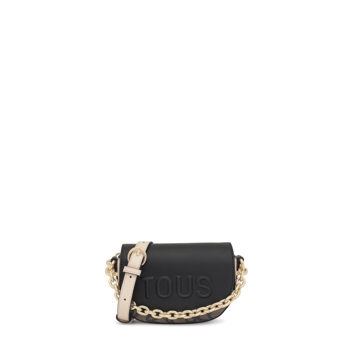 Black and beige mini half-moon Crossbody bag Kaos Icon
