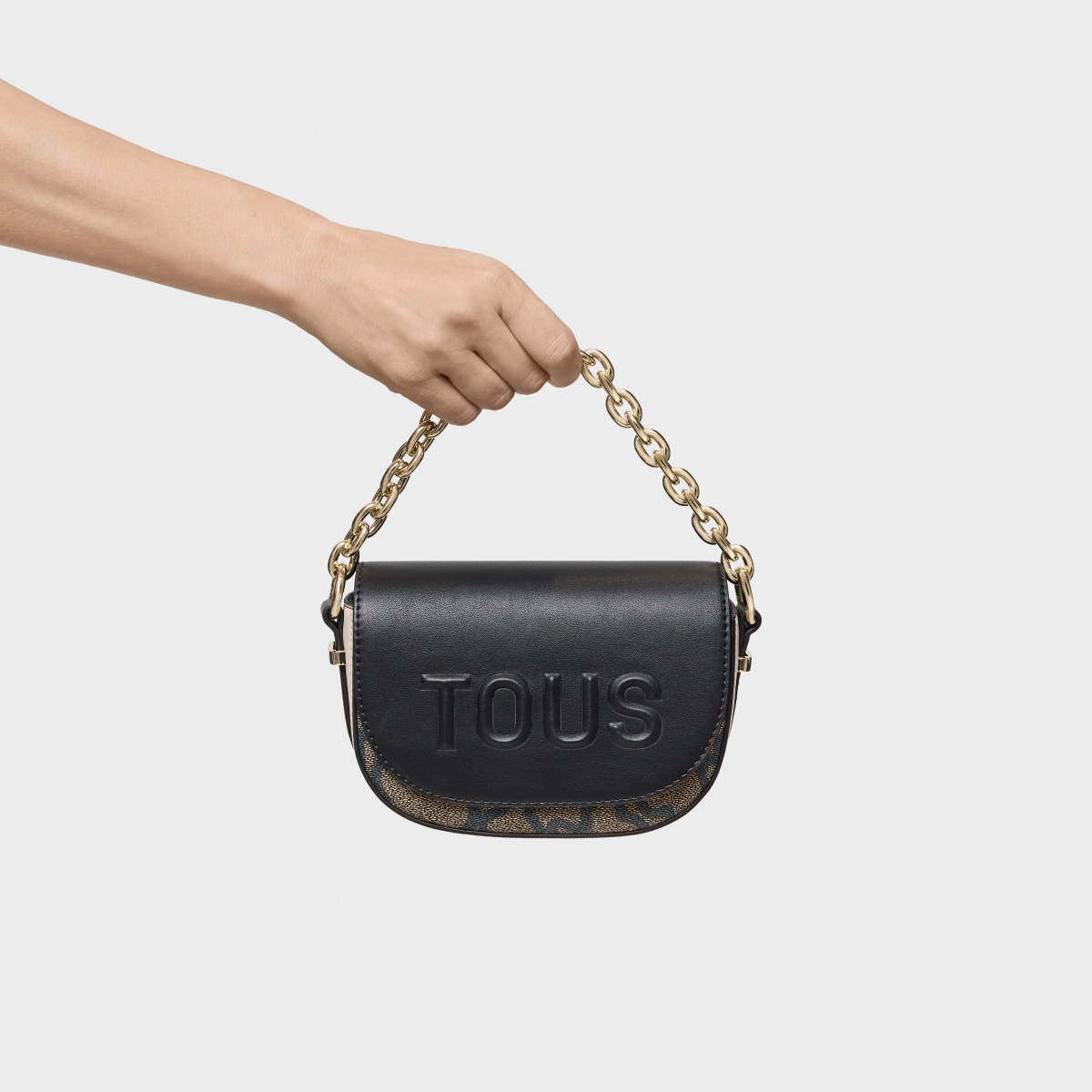 Black and beige mini half-moon Crossbody bag Kaos Icon