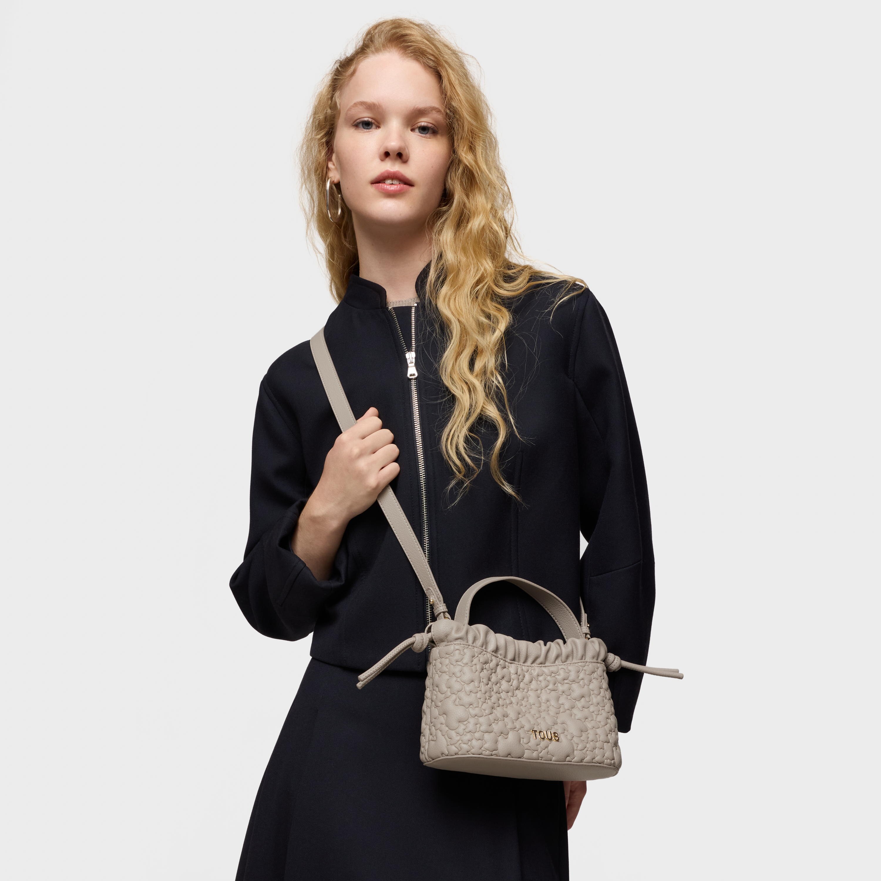 Small taupe Shoulder bag TOUS Puffy Bear