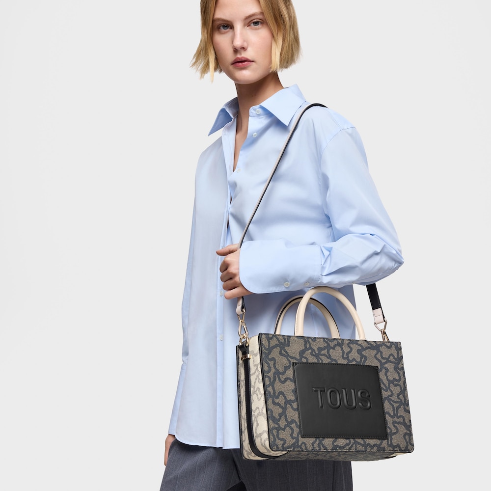 Średniej wielkości czarna torba na zakupy z kolekcji Amaya Kaos Icon