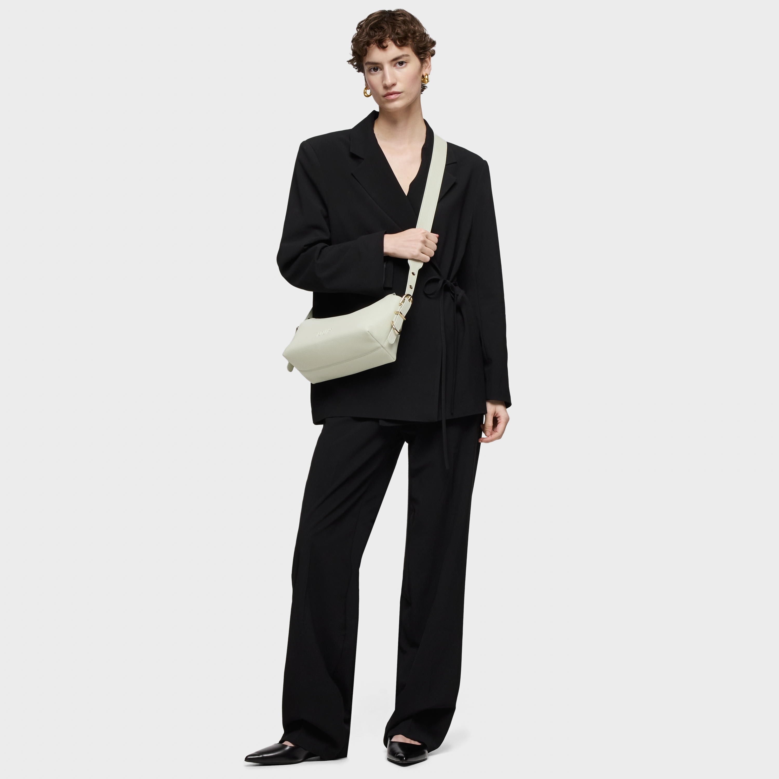 Sac à bandoulière en cuir vert pâle petit TOUS Buckles