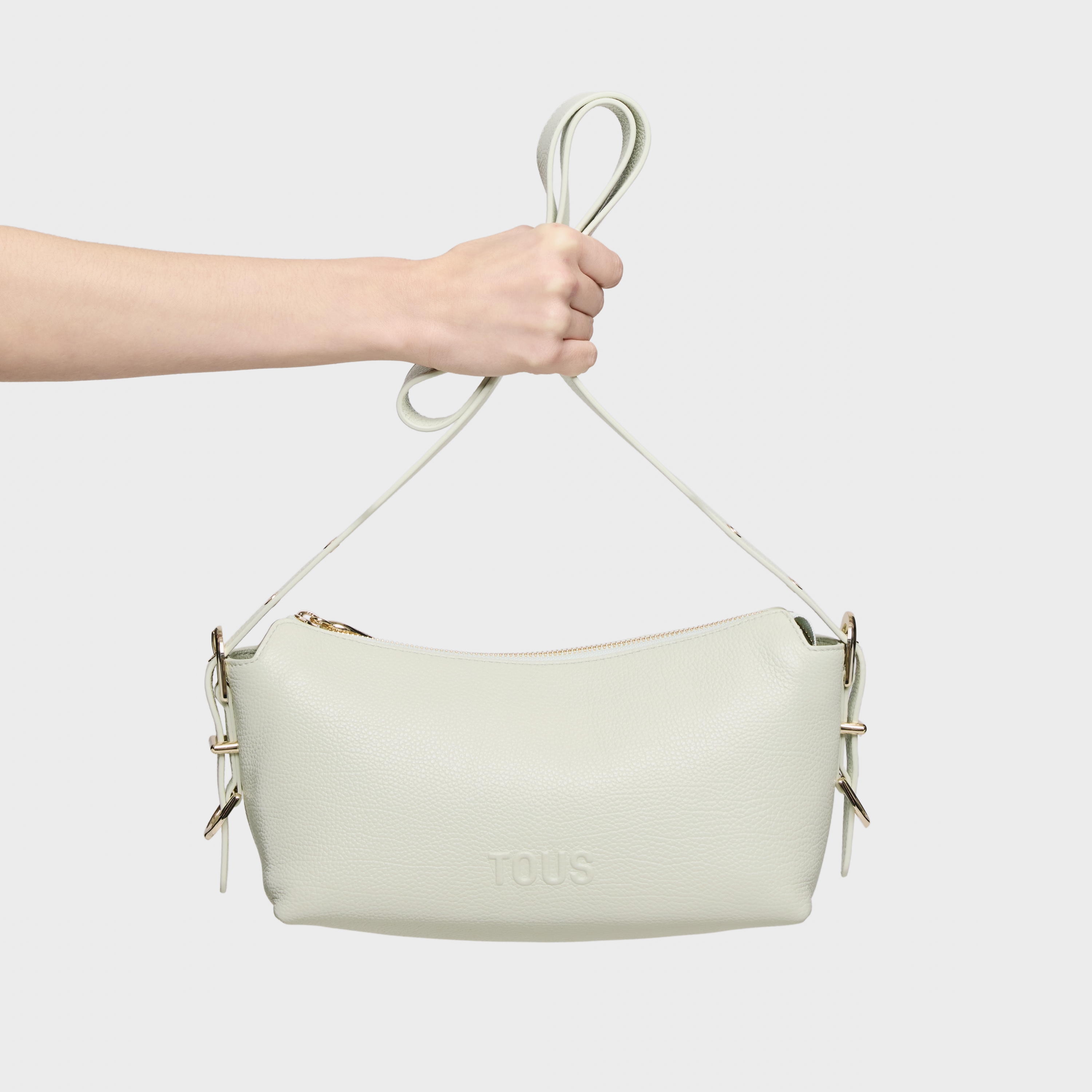 Sac à bandoulière en cuir vert pâle petit TOUS Buckles