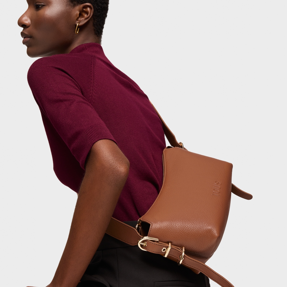 Small camel-colored leather Crossbody bag TOUS Buckles