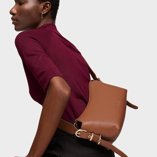 Small camel-colored leather Crossbody bag TOUS Buckles