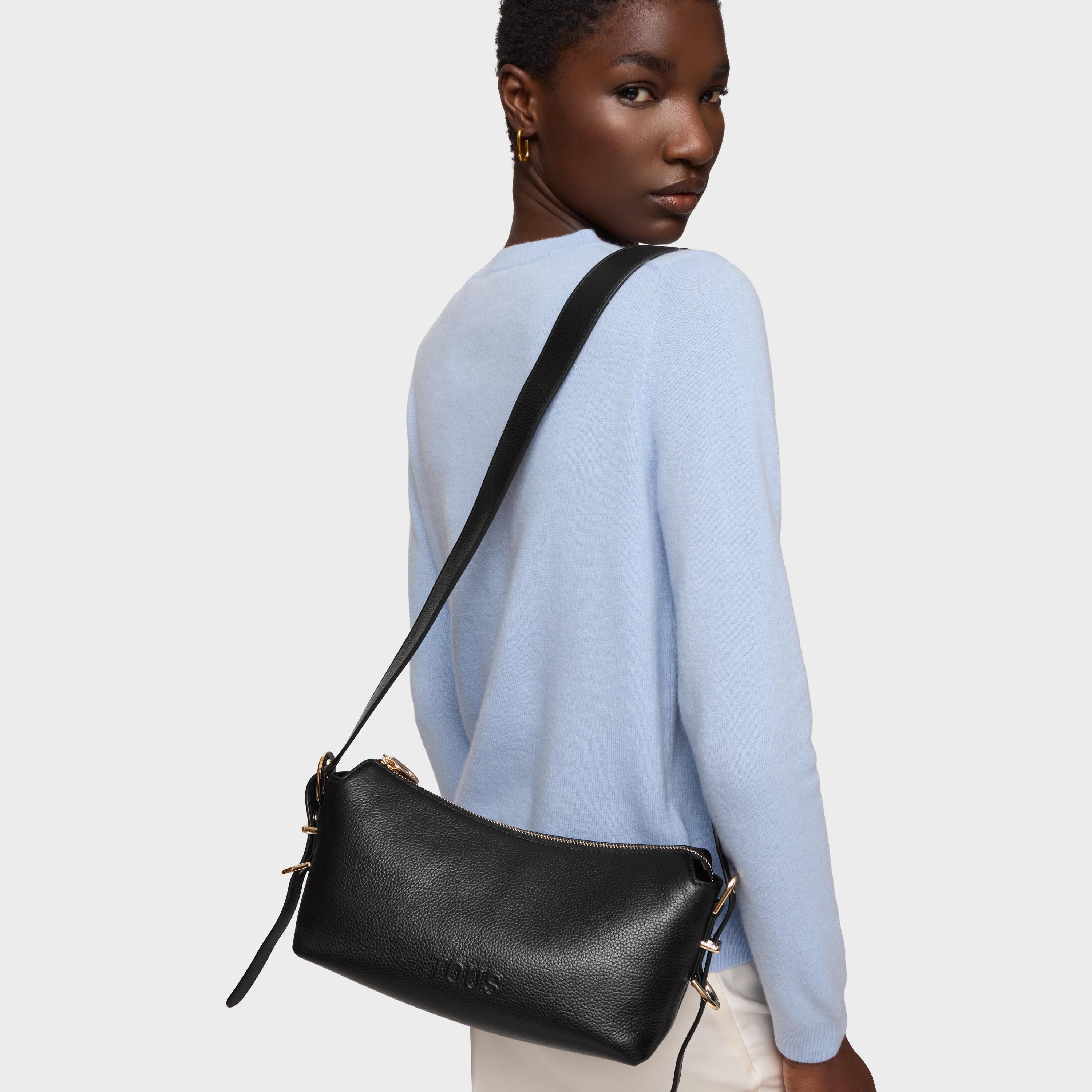 Small black leather Crossbody bag TOUS Buckles