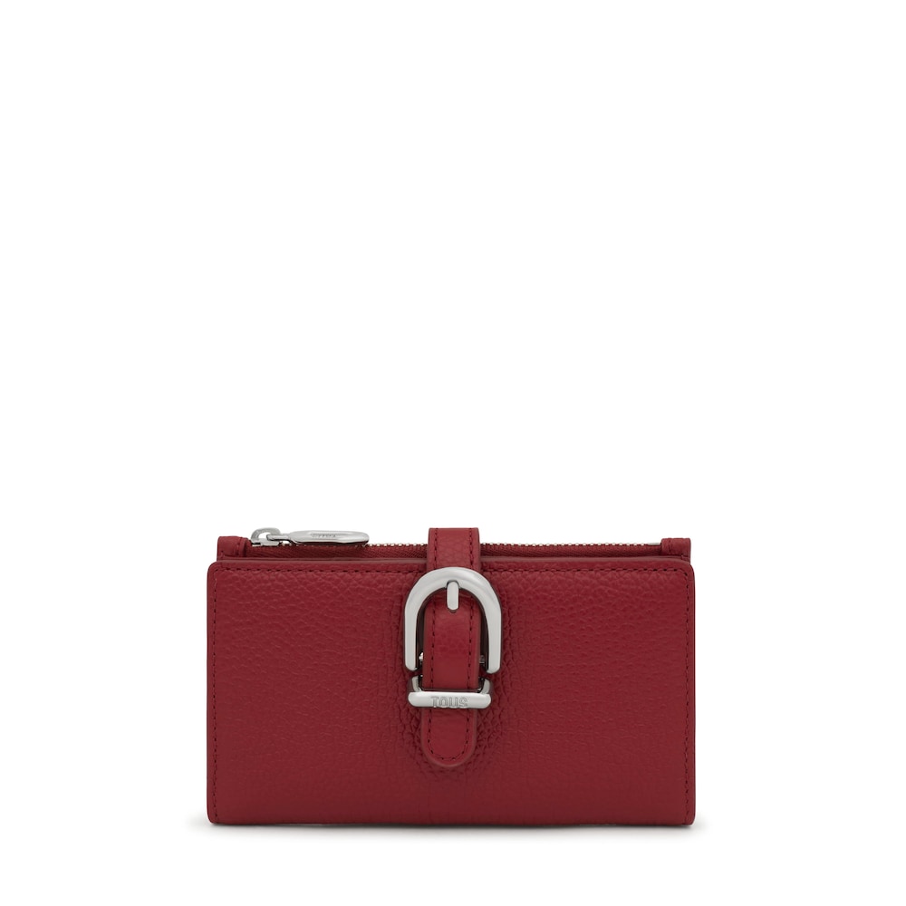 Burgundy-colored leather Card wallet TOUS Buckles image number 0