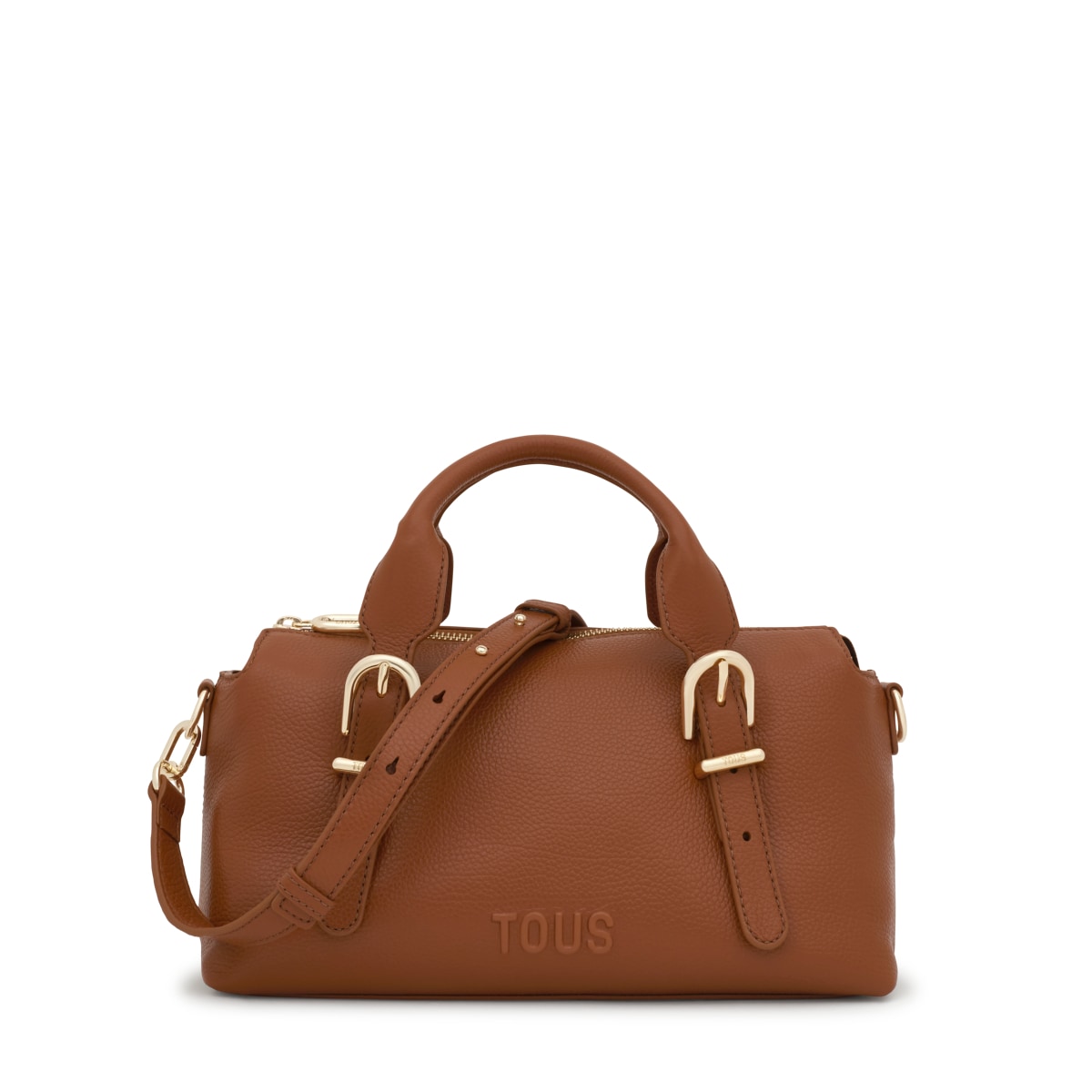 Medium camel-colored leather Bowling bag TOUS Buckles