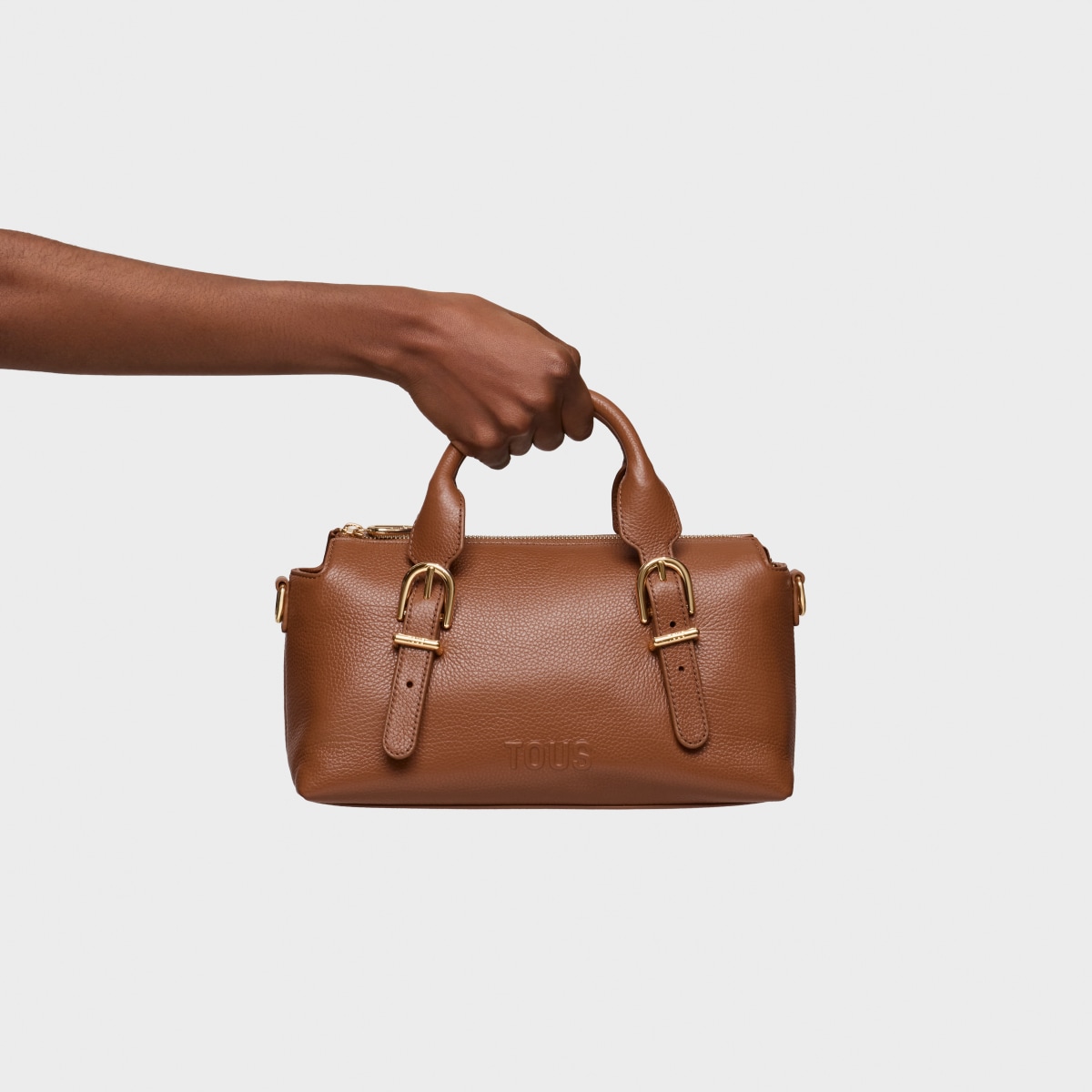 Medium camel-colored leather Bowling bag TOUS Buckles