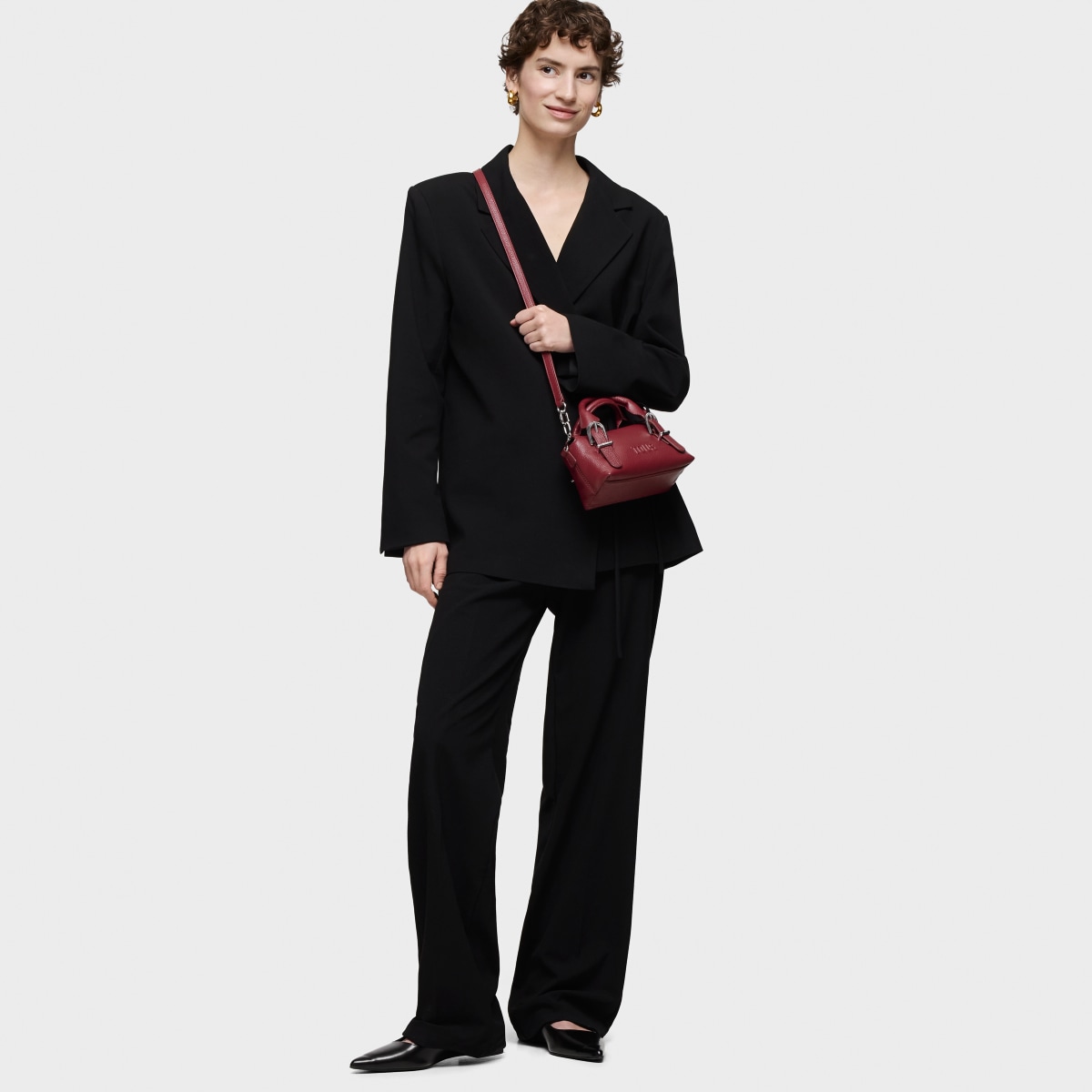 Small burgundy-colored leather Bowling bag TOUS Buckles