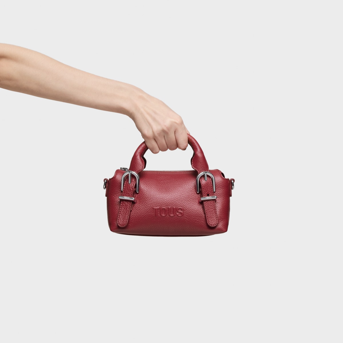 Small burgundy-colored leather Bowling bag TOUS Buckles