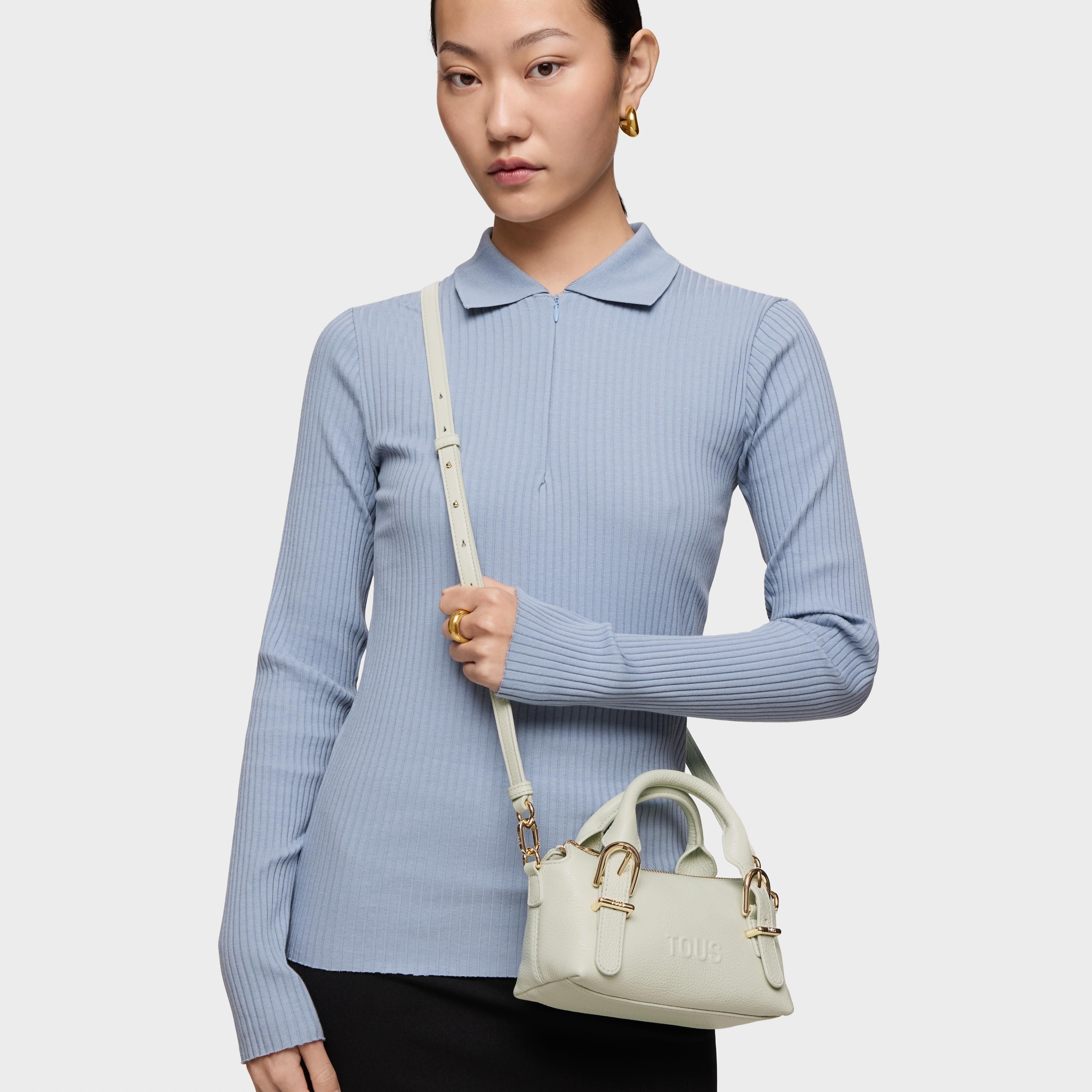 Small olive green leather Bowling bag TOUS Buckles