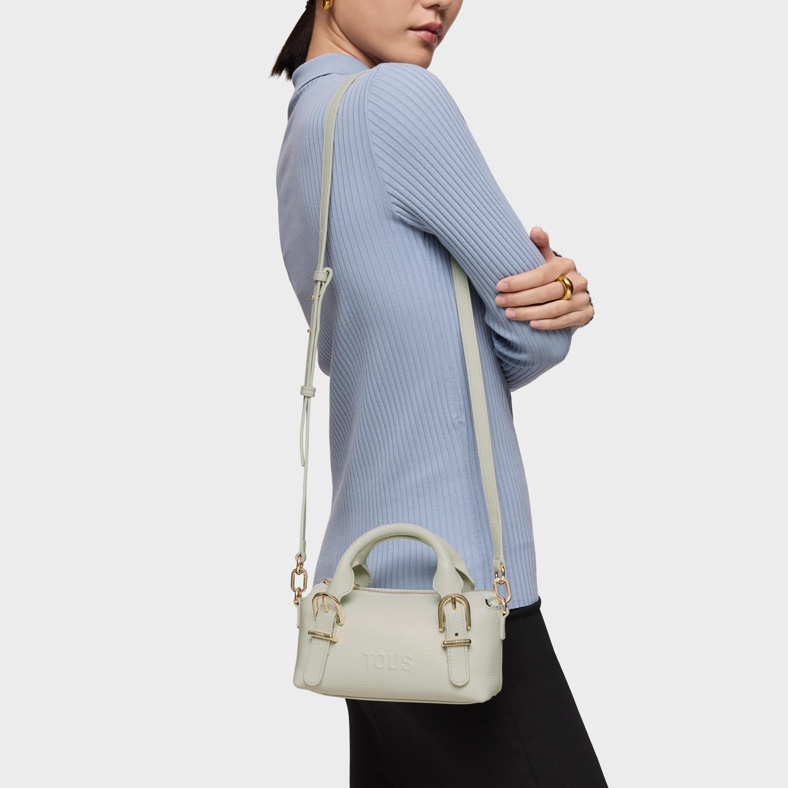 Small olive green leather Bowling bag TOUS Buckles