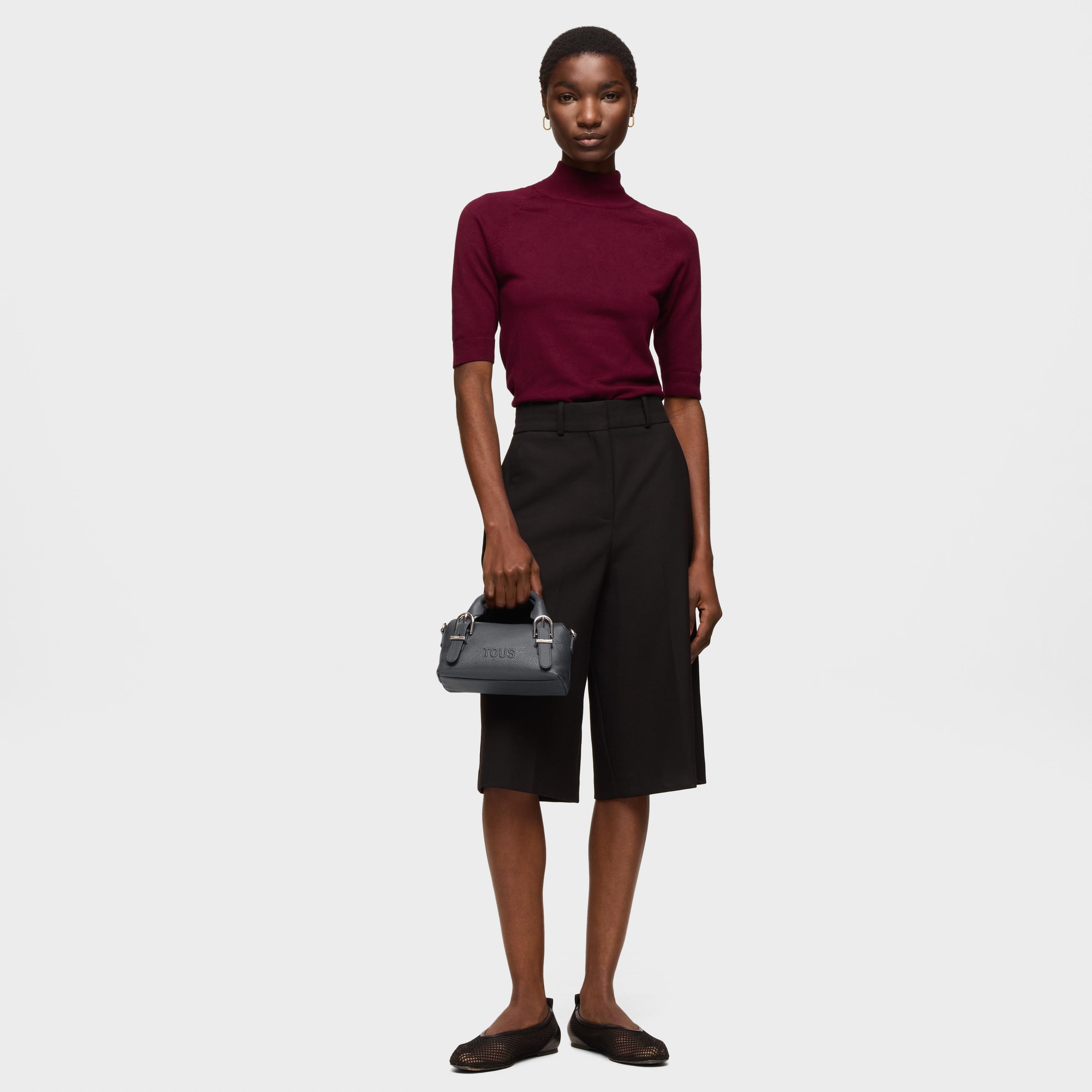 Small dark gray leather Bowling bag TOUS Buckles