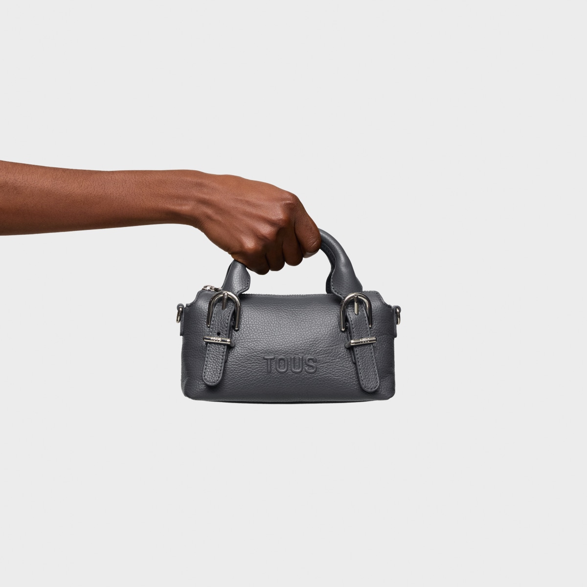 Small dark gray leather Bowling bag TOUS Buckles