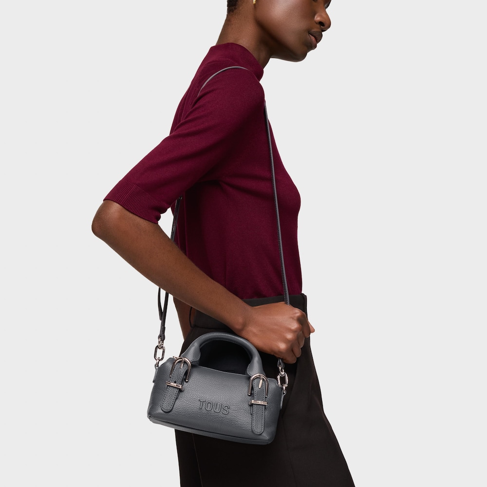 Small dark gray leather Bowling bag TOUS Buckles image number 6