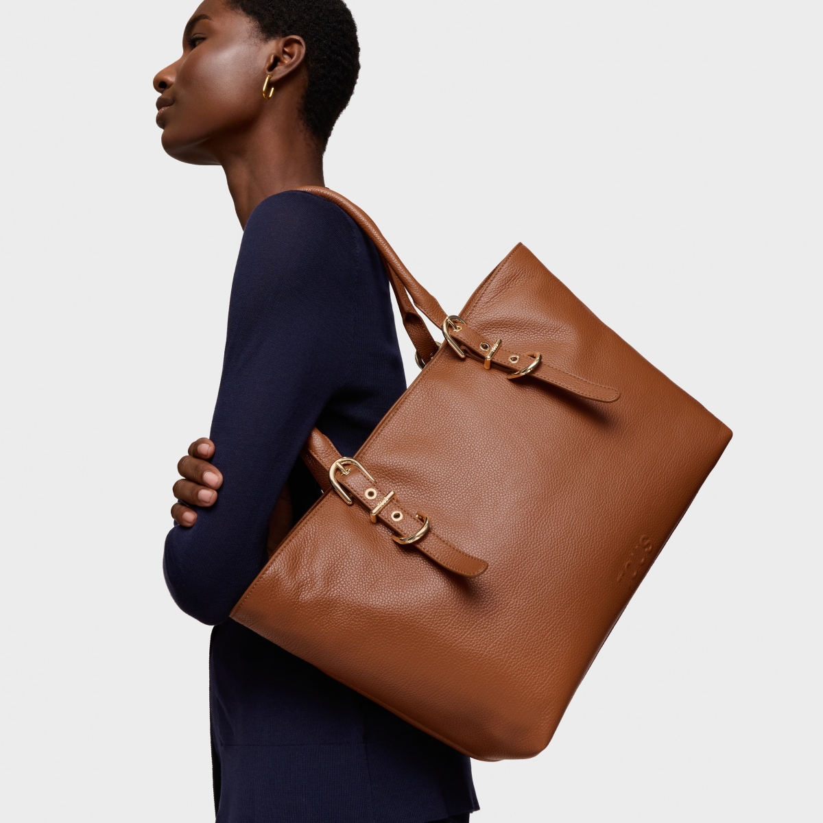Large camel-colored leather Tote bag TOUS Buckles