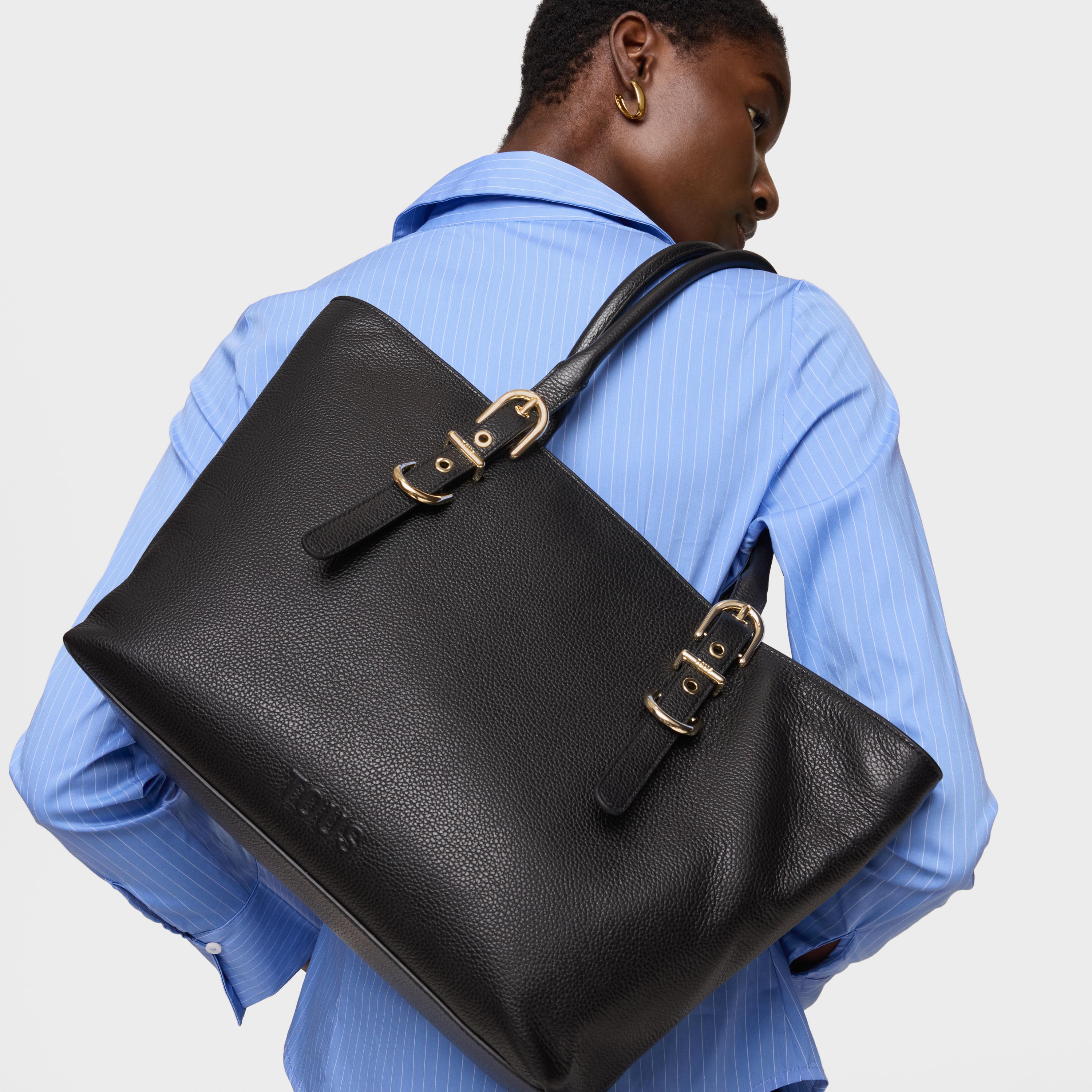 Large black leather Tote bag TOUS Buckles