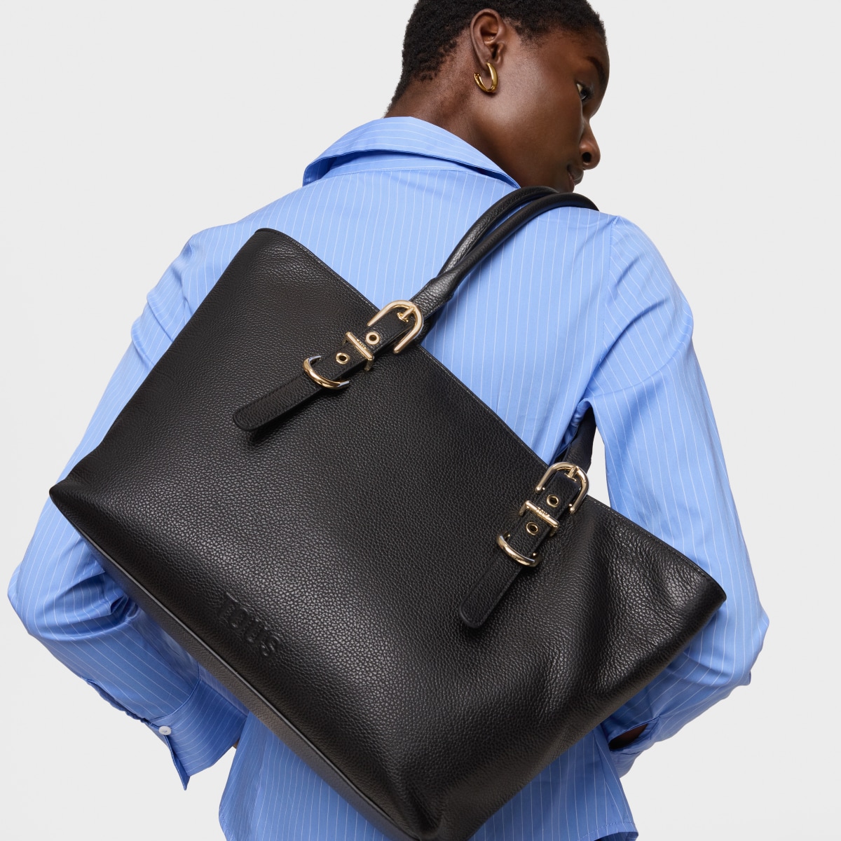 Large black leather Tote bag TOUS Buckles