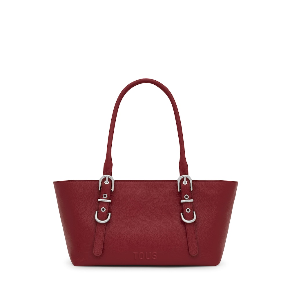 Medium burgundy-colored leather Tote bag TOUS Buckles image number 0