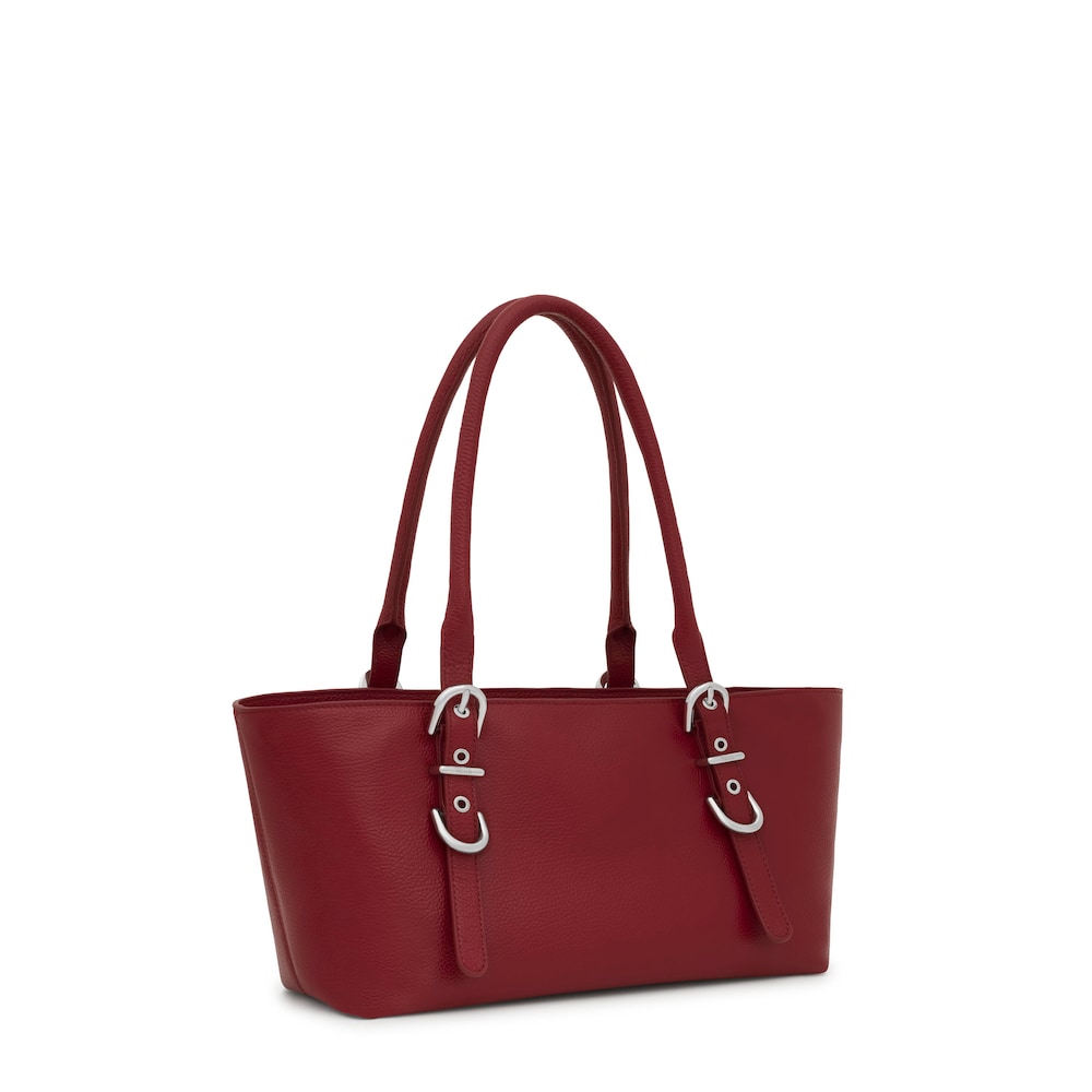 Medium burgundy-colored leather Tote bag TOUS Buckles image number 1