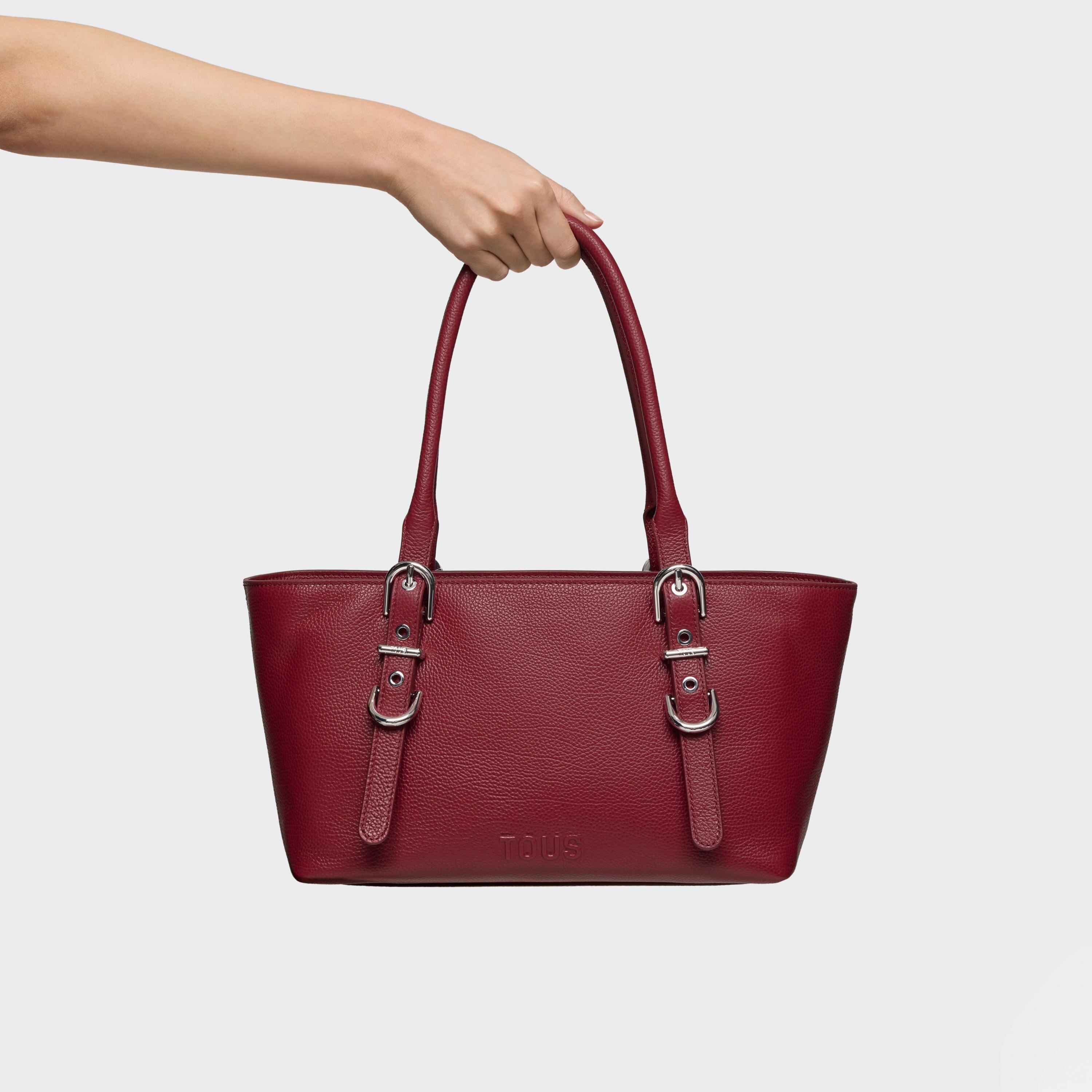 Medium burgundy-colored leather Tote bag TOUS Buckles