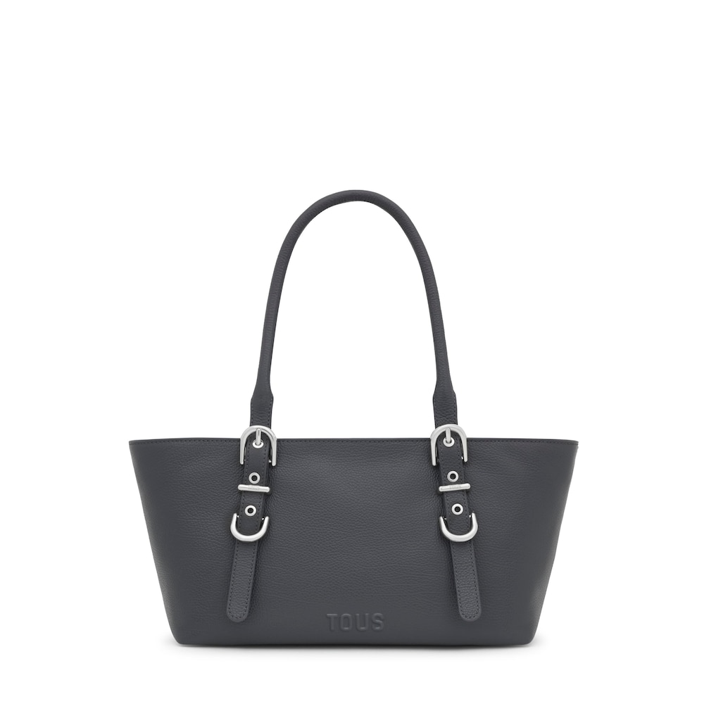 Medium dark gray leather Tote bag TOUS Buckles image number 0