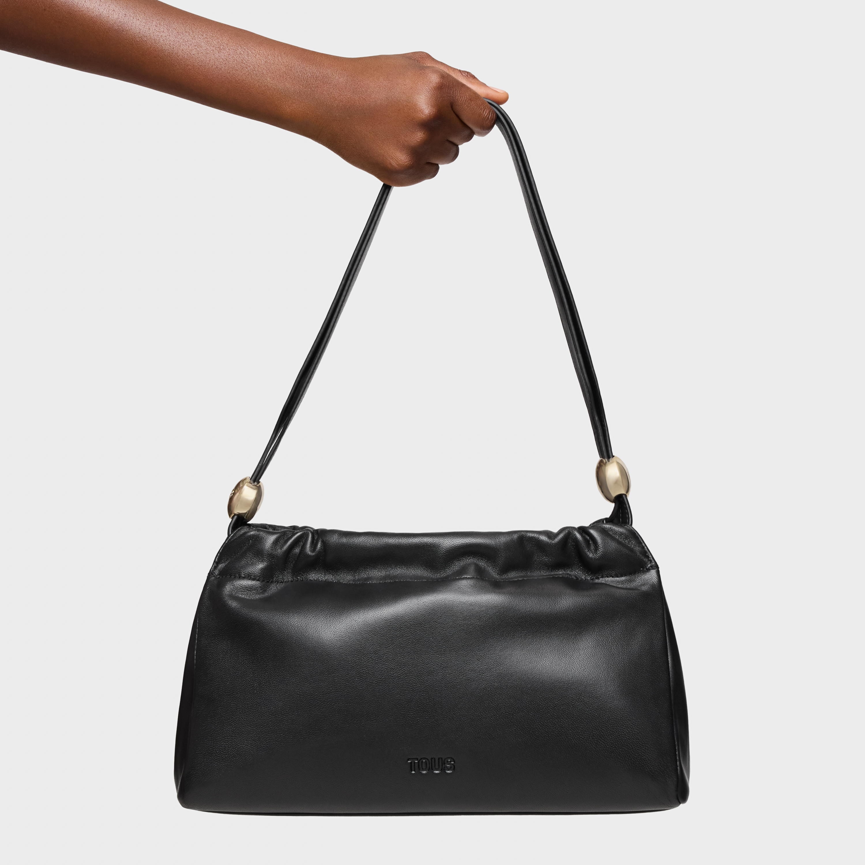 Medium black leather Shopping bag TOUS Gloss