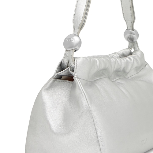 Shopper mediano de piel plateada TOUS Gloss