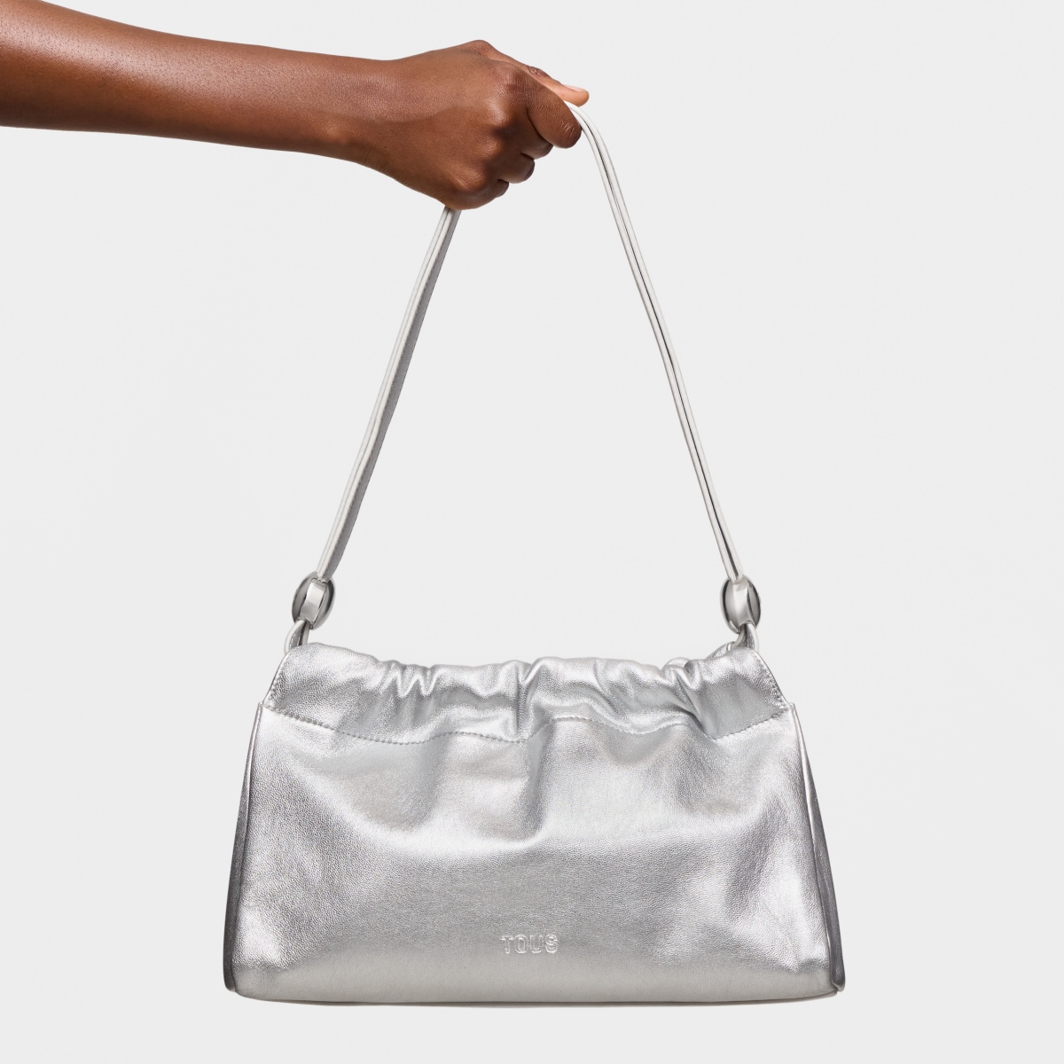 Medium silver-colored leather Shopping bag TOUS Gloss