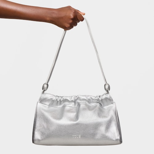 Shopper mediano de piel plateada TOUS Gloss