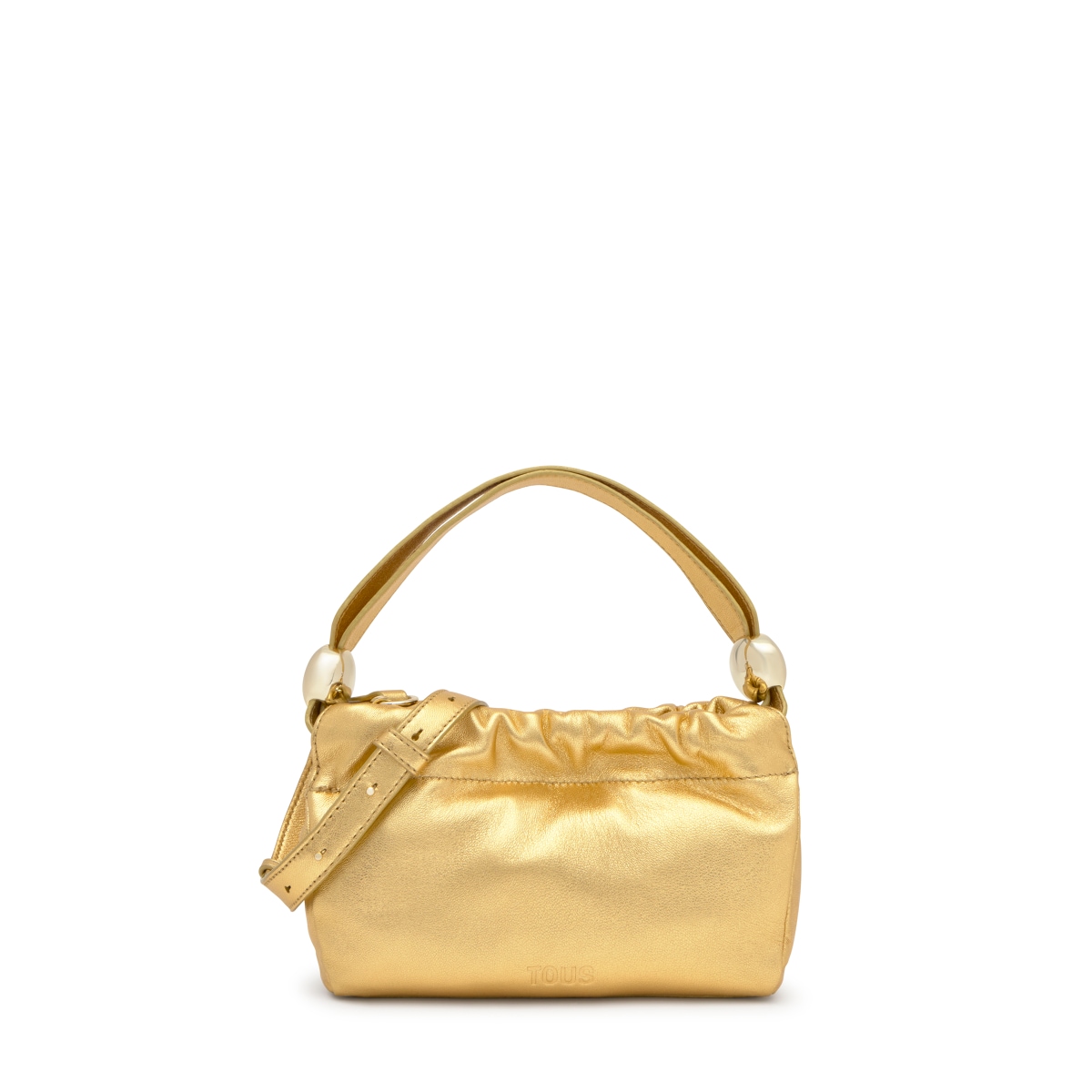 TOUS Caramel Pebbled Leather Mini Backpack Purse Gold Bear Logo EUC PEBBLE MINI BACKPACK NUDE - Vegan Leather Backpack with Gold  main image 4