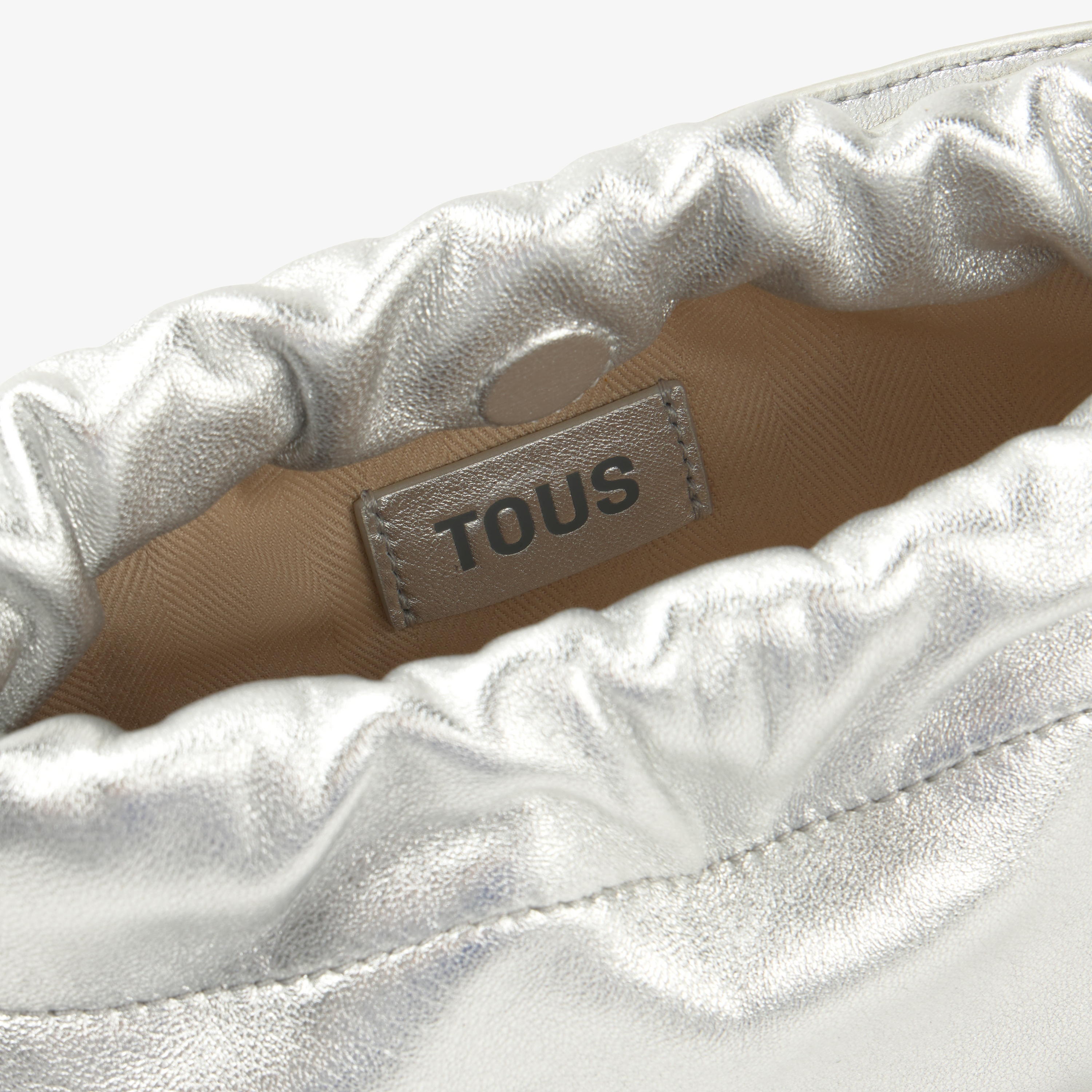 Small silver-colored leather Crossbody bag TOUS Gloss | TOUS