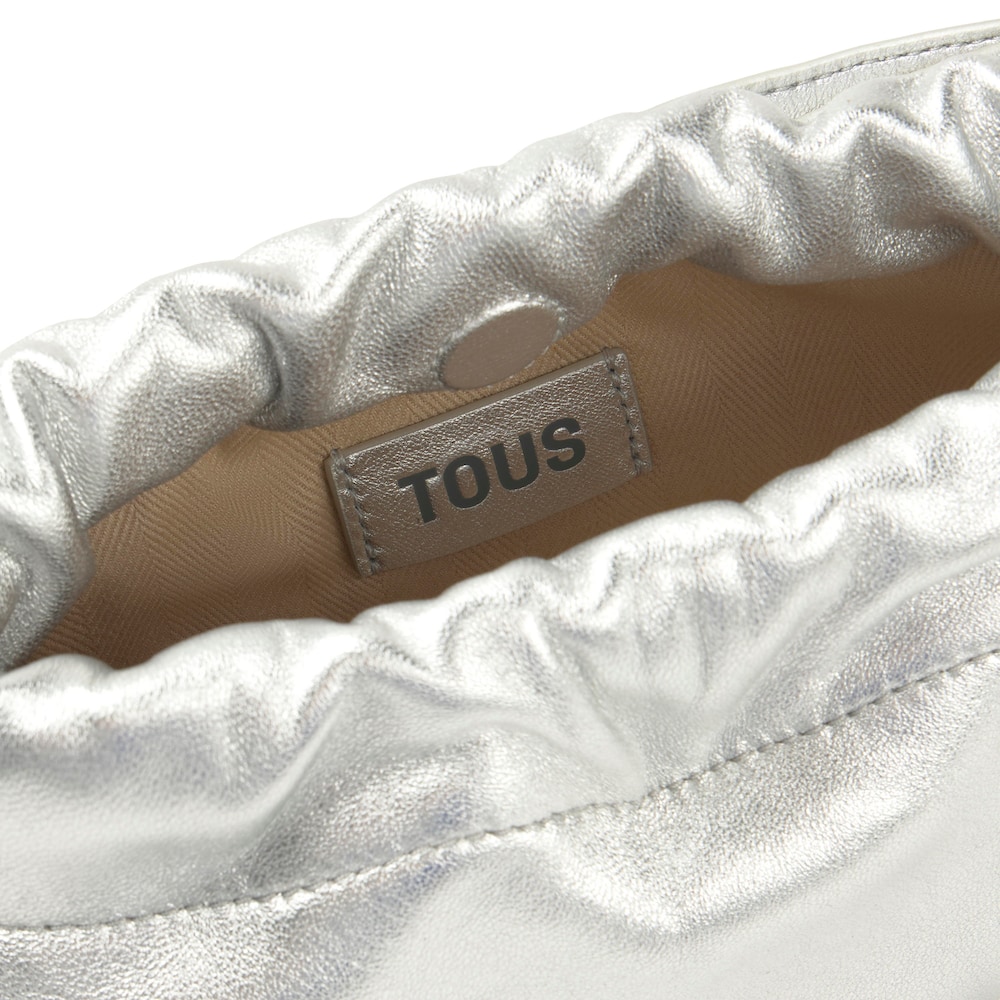 Bandolera peque&ntilde;a de piel plateada TOUS&nbsp;Gloss