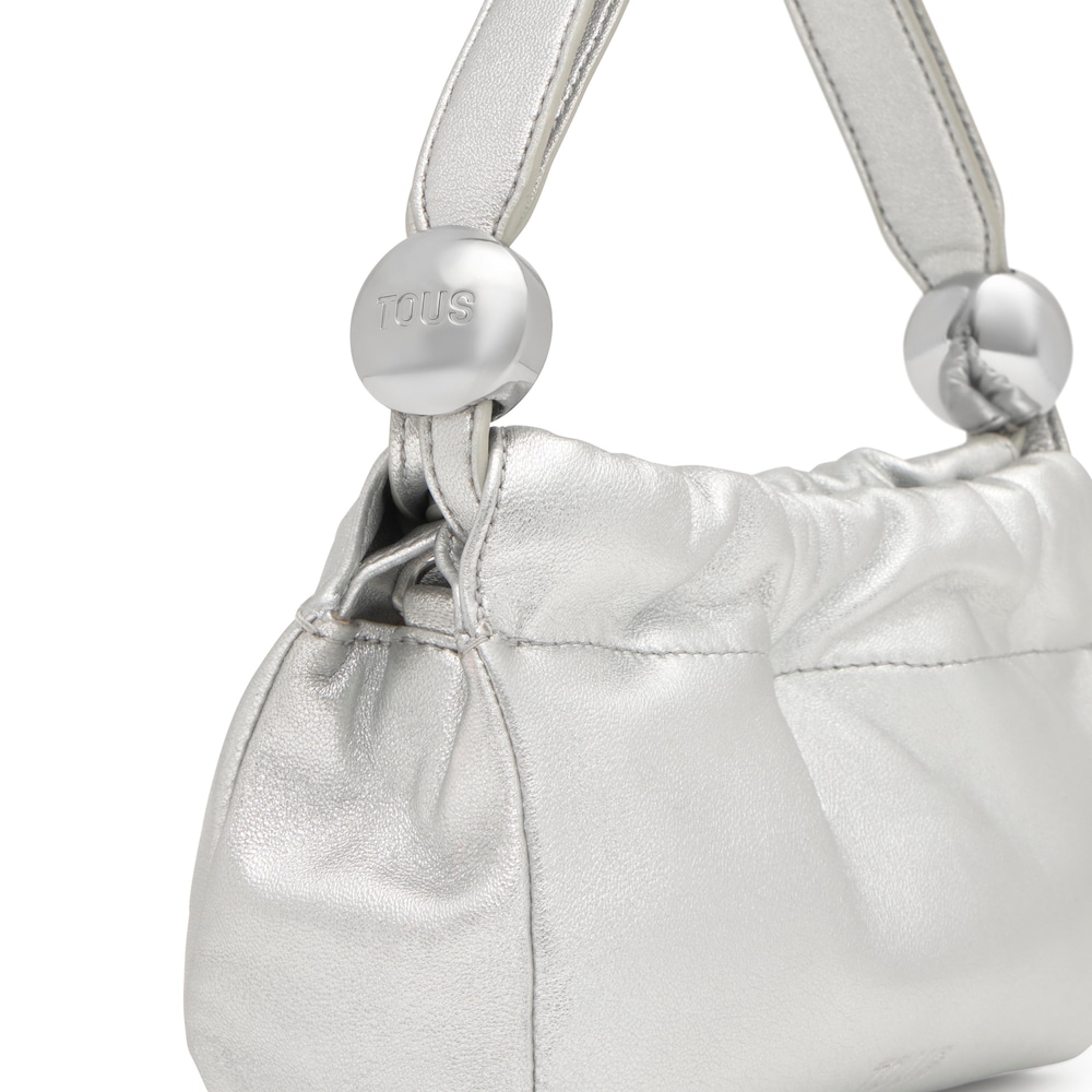 Bandolera peque&ntilde;a de piel plateada TOUS&nbsp;Gloss